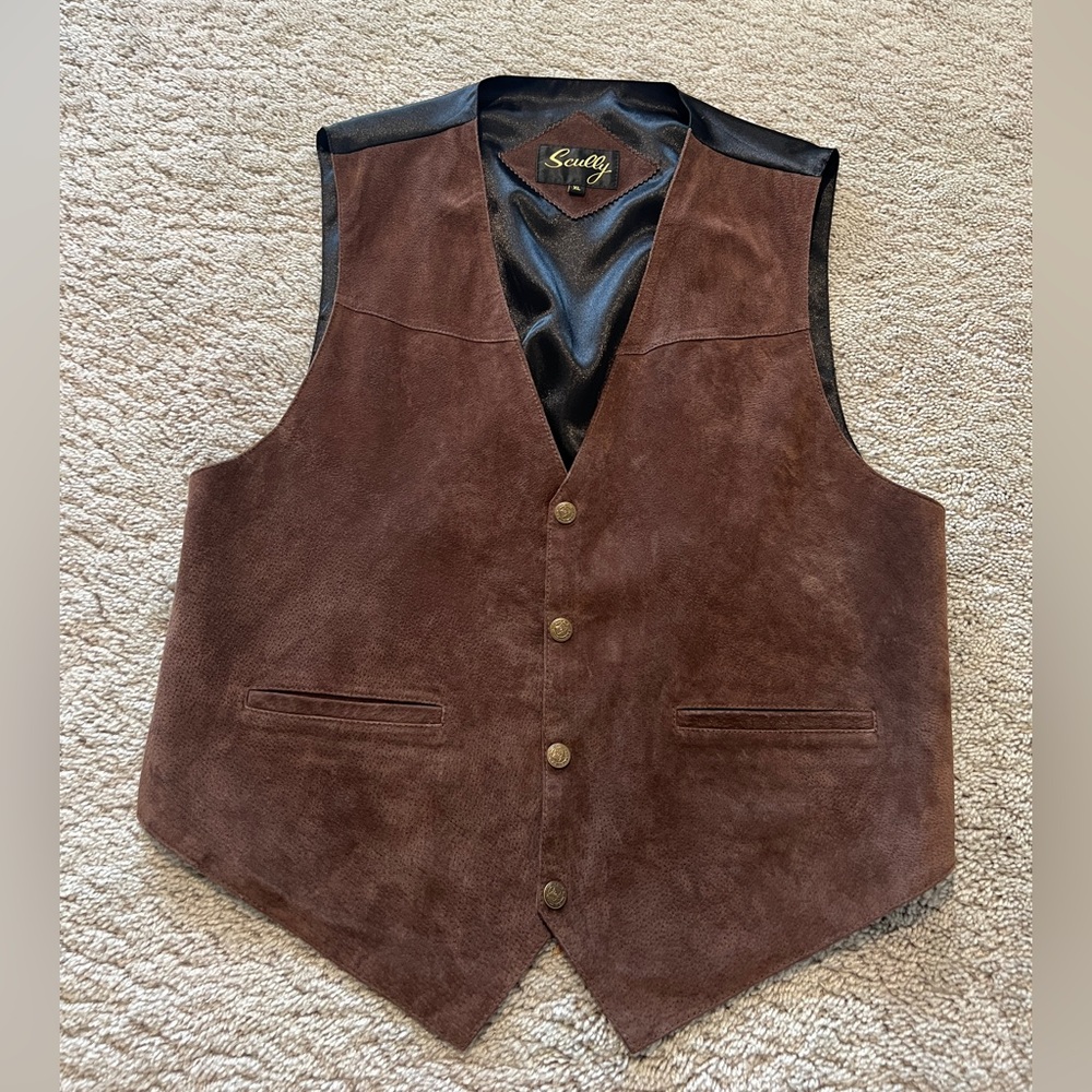 Scully Dark Brown Suede Vest - XL